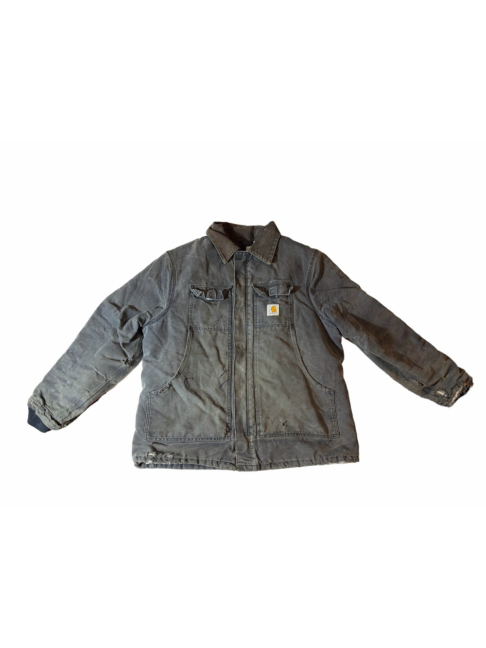 Vintage Carhartt Duck Canvas Quilted Chore Jacket Distressed Grunge